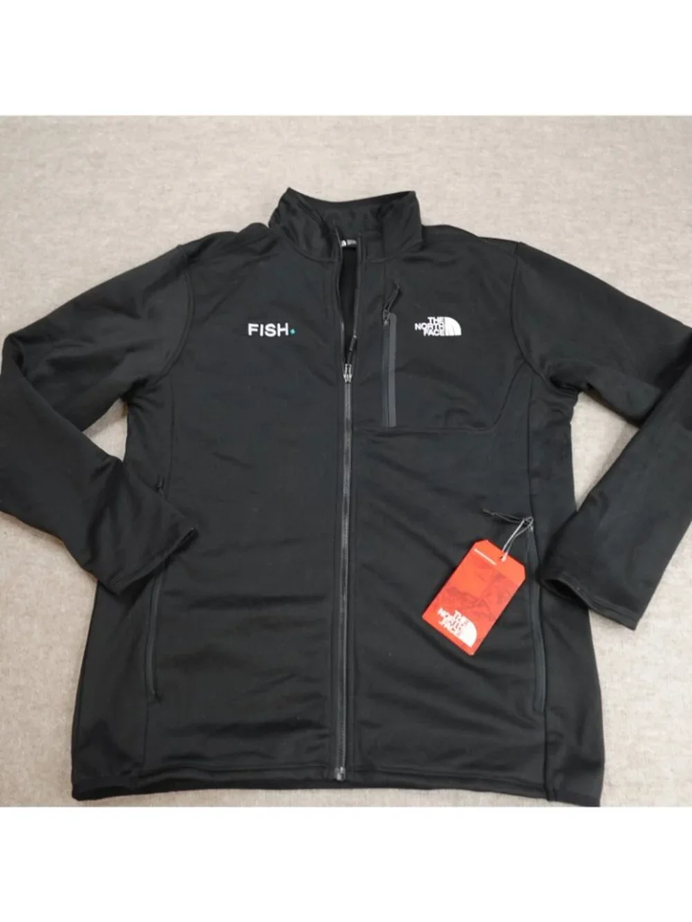 The North Face Mens Jacket Medium Black Skyline Embroidered Fish Richardson NEW